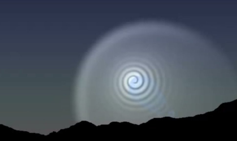 2009 m. Norvegijos dangų nutvieskusi spiralė. Viena iš versijų - tokią šviesą galėjo skleisti rusiškos raketos