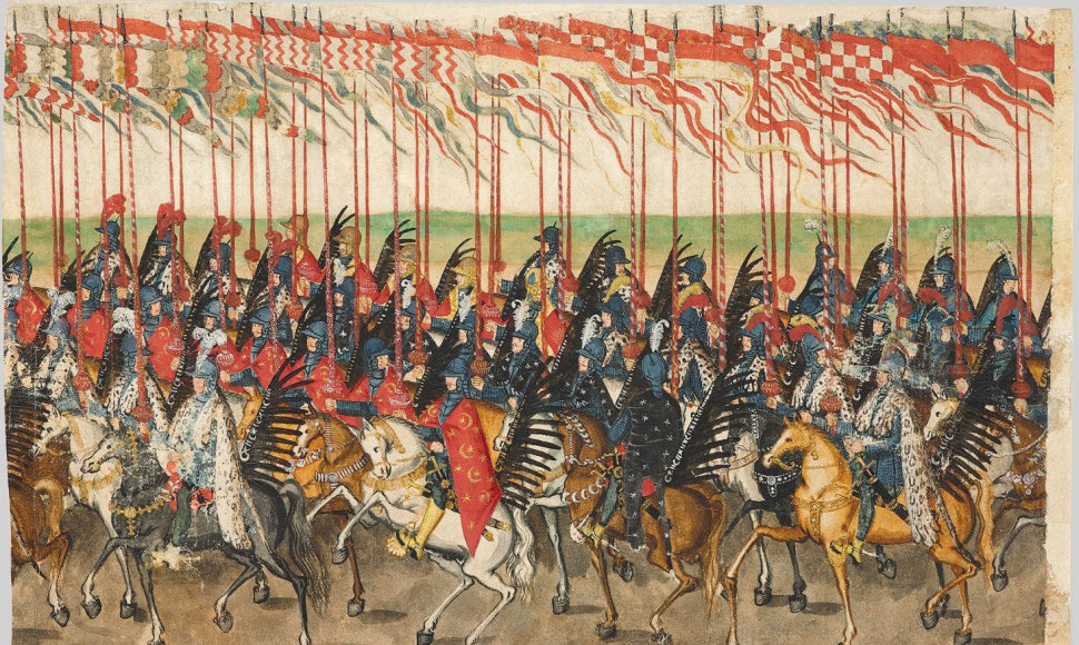 Karališkieji husarai ATR karaliaus Zigmanto Vazos vestuvių procesijoje, 1605 m. 