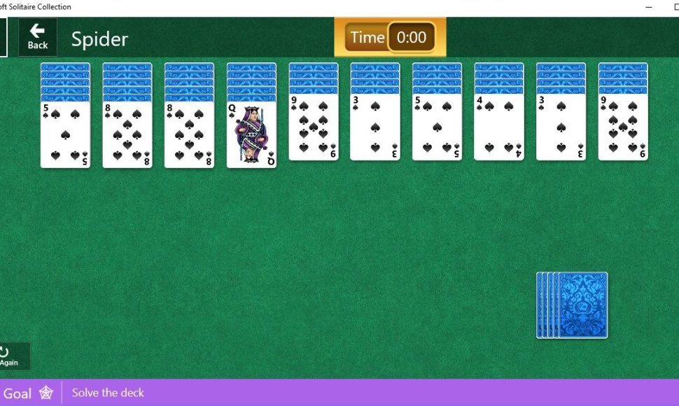 „Spider Solitaire“ pasjansas „Microsoft“ rinkinyje