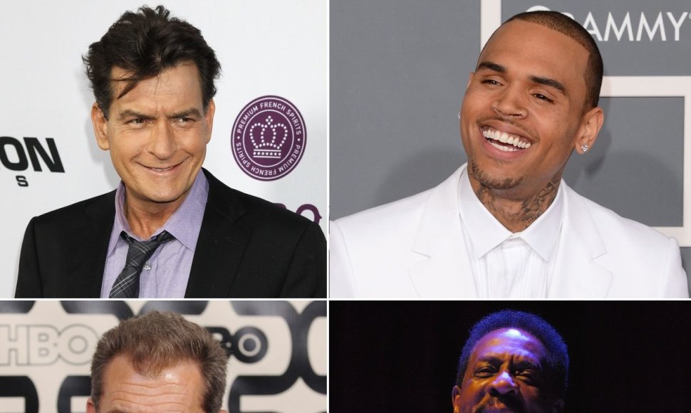 Holivudo smurtautojai: Charlie Sheenas, Chrisas Brownas, Melas Gibsonas ir Ike'as Turneris