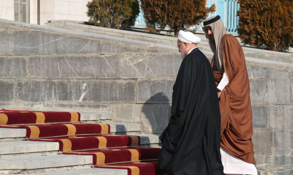 Irano prezidentas Hassanas Rouhani ir Kataro emyras šeichas Tamimas bin Hamadas al Thani