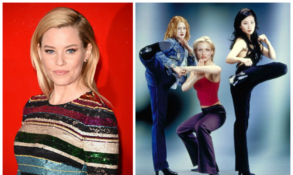 Elizabeth Banks ir „Čarlio angeluose“ 2000 m. vaidinusios Drew Barrymore, Cameron Diaz ir Lucy Liu
