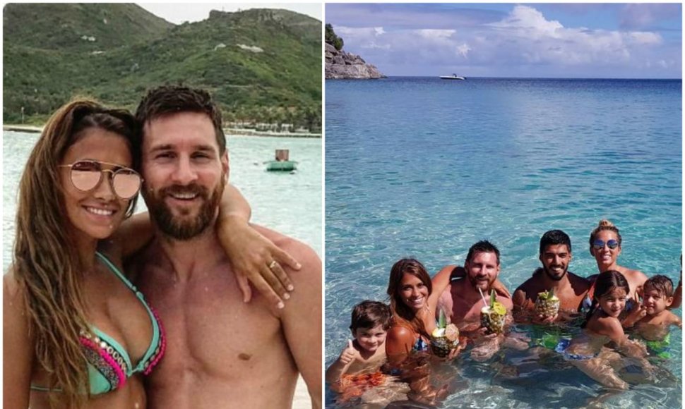 Lionelis Messi su žmona Antonella, Luiso Suarezo šeima