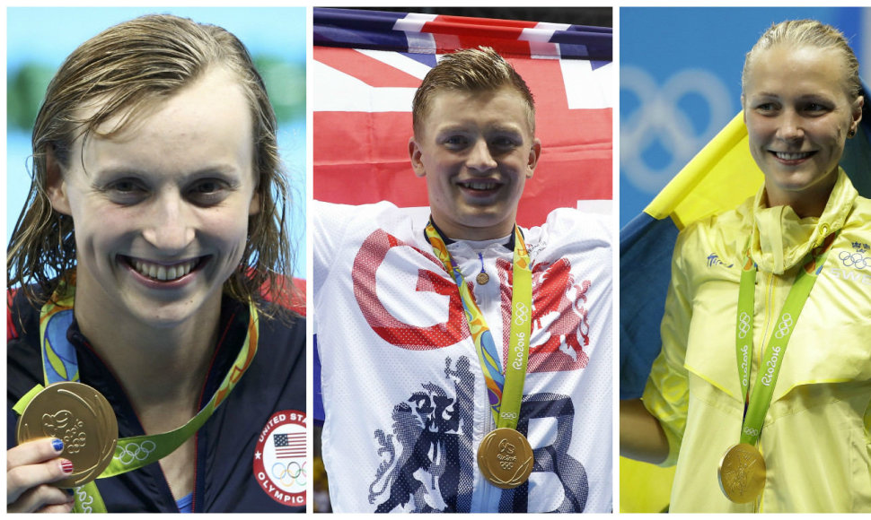 Katie Ledecky, Adamas Peaty ir Sarah Sjostrom