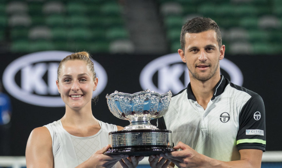 Kroato ir kanadietės duetas triumfavo „Australian Open“ mišrių porų turnyre