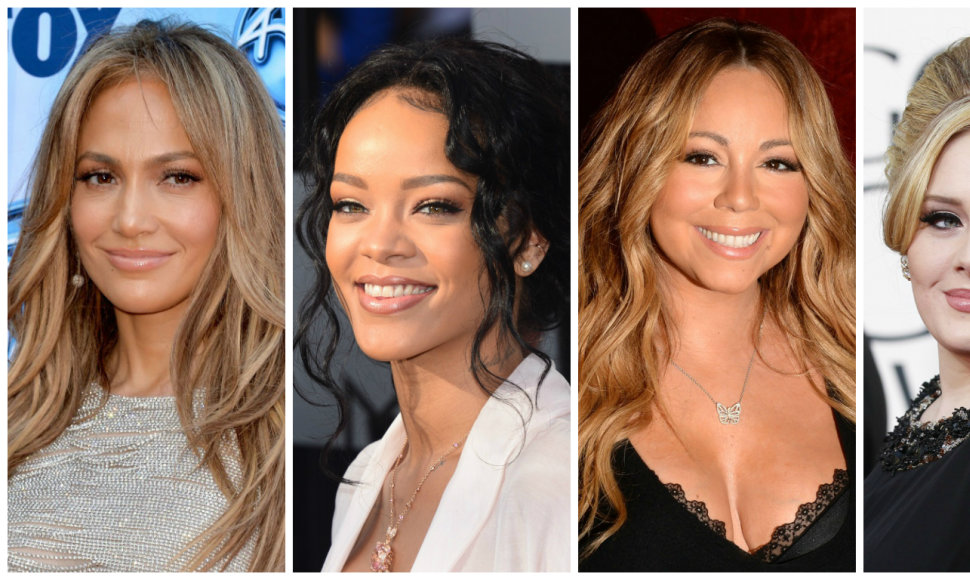 Jennifer Lopez, Rihanna, Mariah Carey ir Adele