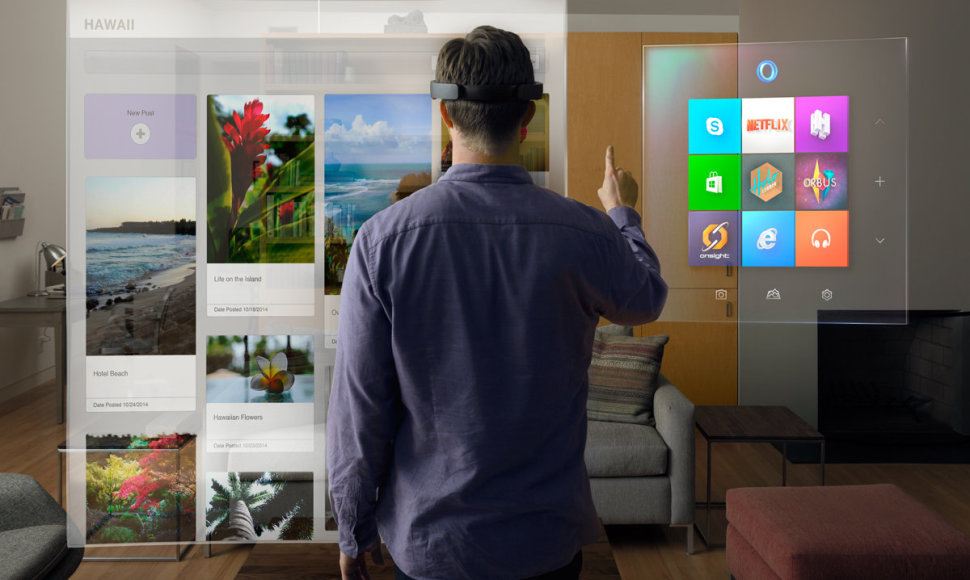 „Microsoft“ pristatė ne tik naujos kartos „Windows 10“ sistemą, bet ir holograminį kompiuterį.