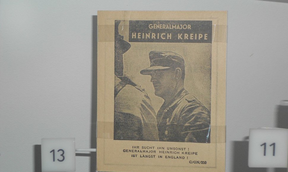 Britų propagandos lankstinukas vokiečiams informuojantis, kad generolas H.Kreipe jau Britanijoje 