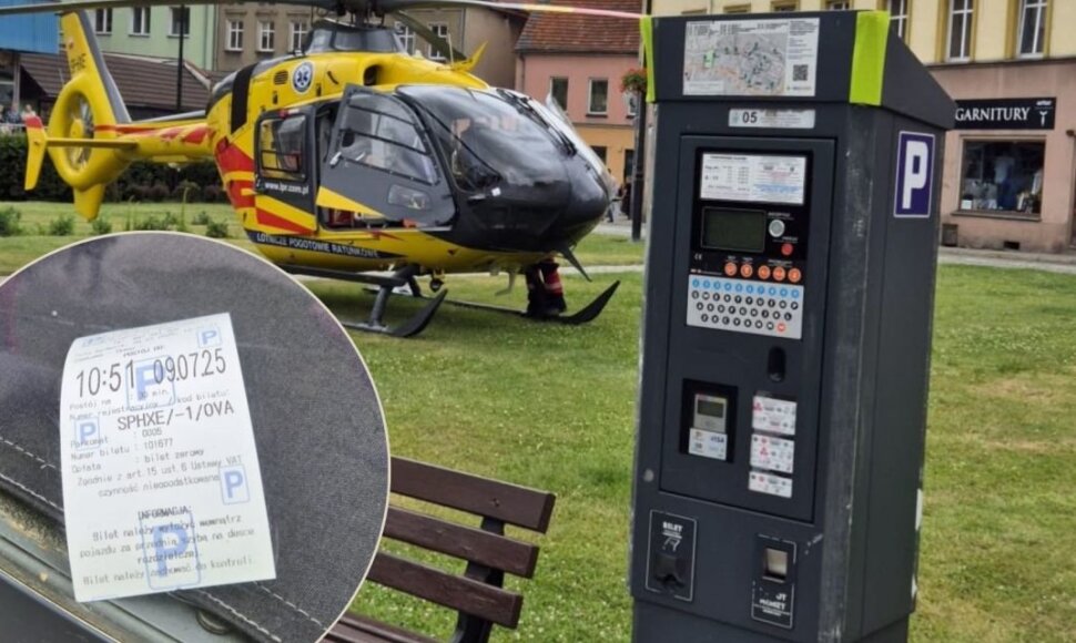 Gelbėtojų sraigtasparnio pilotas nustebino pasiėmęs parkavimo bilietėlį