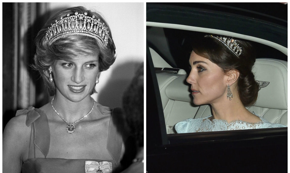 Princesė Diana ir Kembridžo hercogienė Catherine su ta pačia diadema