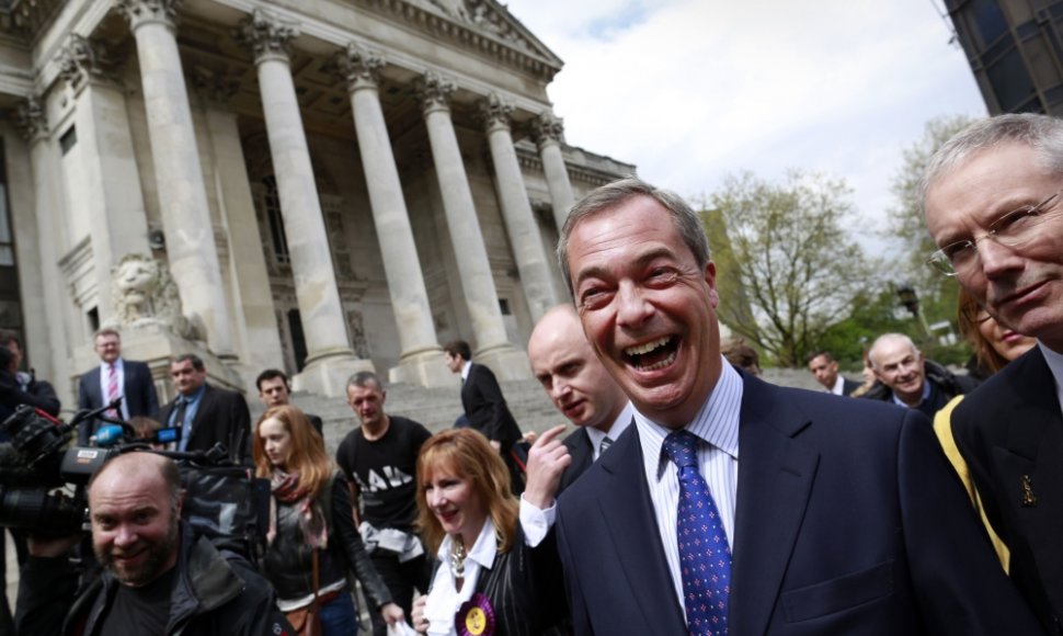 Euroskeptiko Nigelo Farage'o vadovaujama UKIP tikisi iškovoti daugiau vietų Europos Parlamente