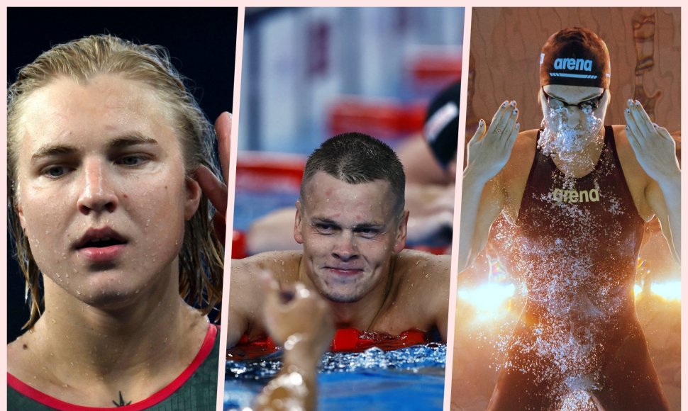 Danas Rapšys jau iškovojo medalį pasaulio čempionate Dohoje, o Rūta Meilutytė ir Kotryna Teterevkova (dešinėje) turi galimybes tai padaryti savaitgalį.