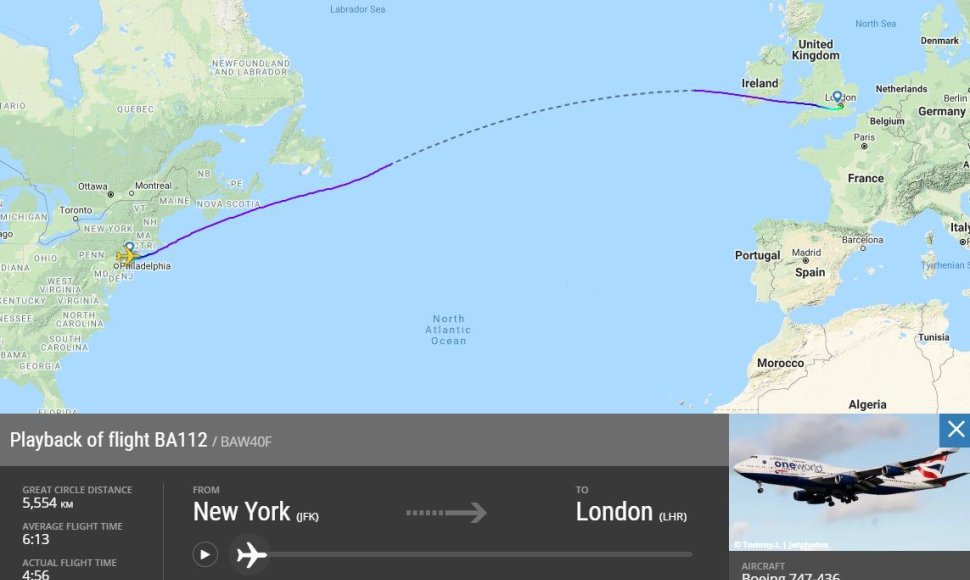 „Boeing 747-436“ skrydis iš Niujorko į Londona