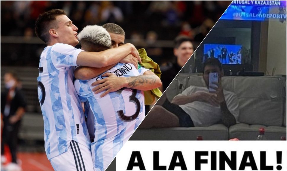 Argentinos salės futbolo rinktinė ir Lionelis Messi.