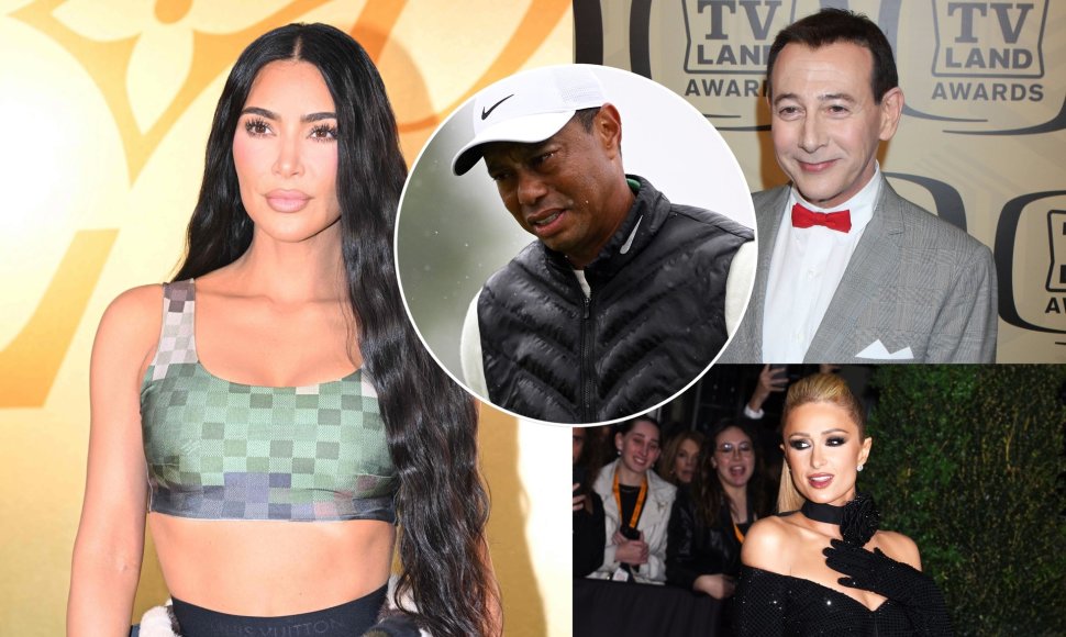 Kim Kardashian, Paulas Rubensas, Paris Hilton, Tigeris Woodsas