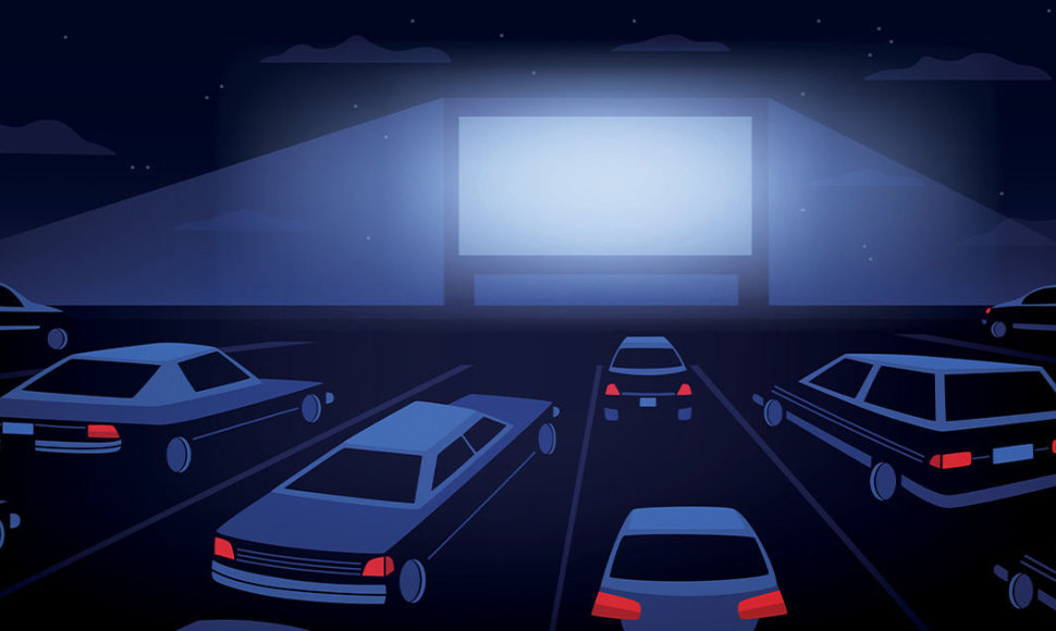 Žmonės Cinema Drive-in kino teatras
