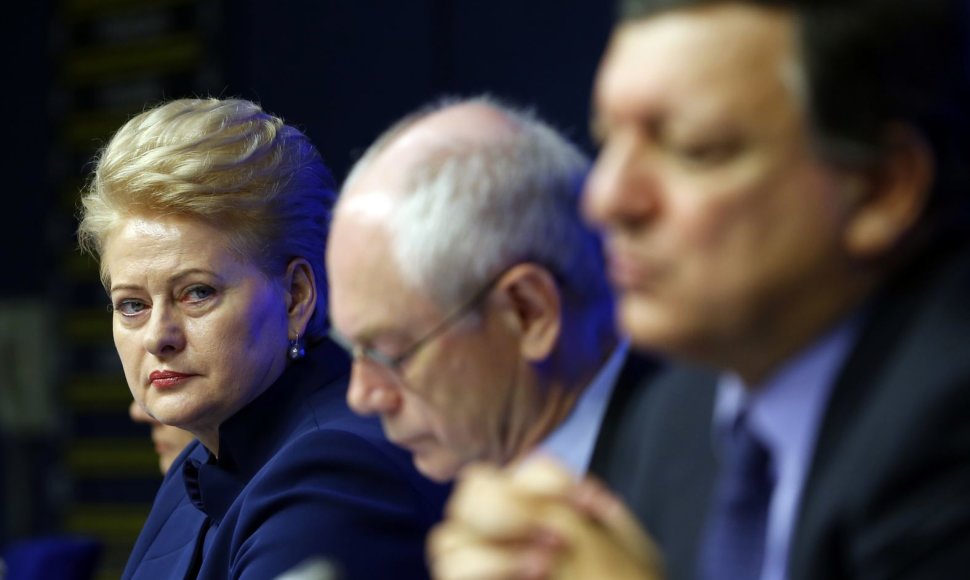 Lietuvos prezidentė Dalia Grybauskaitė, Europos Tarybos prezidentas Hermanas Van Rompuy ir Europos Komisijos prezidentas Jose Manuelis Barroso