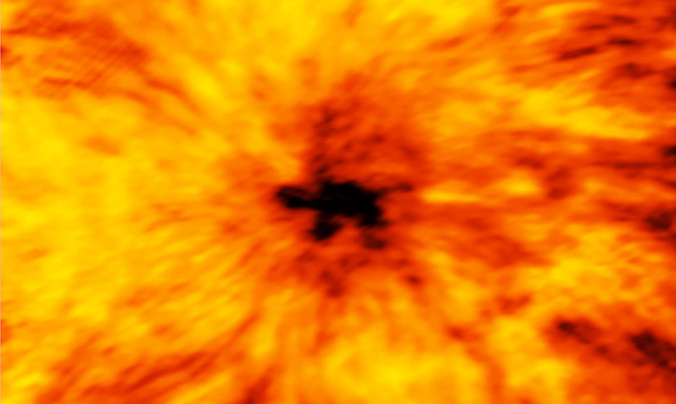 Saulės „vėžliukas“, užfiksuotas 1,25 mm bangų ilgyje, ropojantis pačiame žemiausiame chromosferos sluoksnyje, iškart virš fotosferos – regimųųjų bangų spektre matomo Saulės paviršiaus