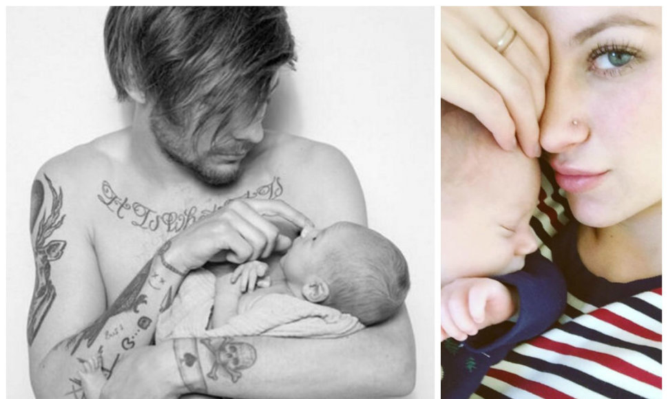 Louisas Tomlinsonas ir Briana Jungwirth su sūnumi Freddie