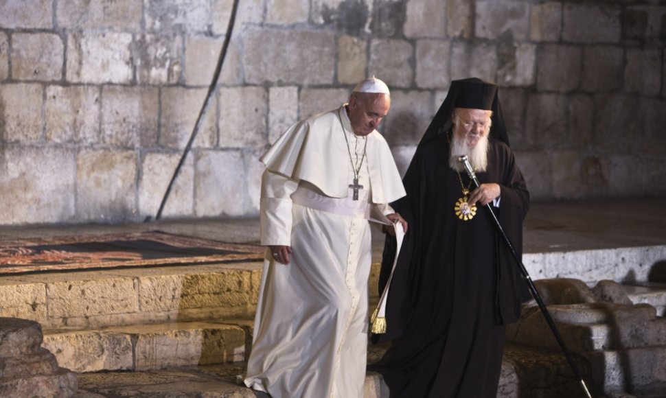 Popiežius Pranciškus ir stačiatikių patriarchas Baltramiejus I Jeruzalėje