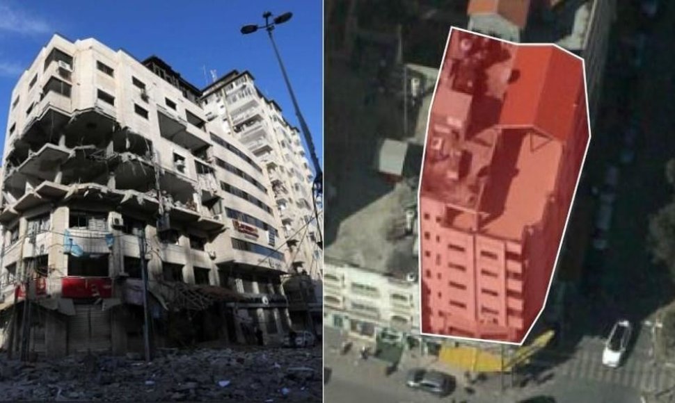Subombarduotas pastatas, kuriame glaudėsi Hamas programišiai