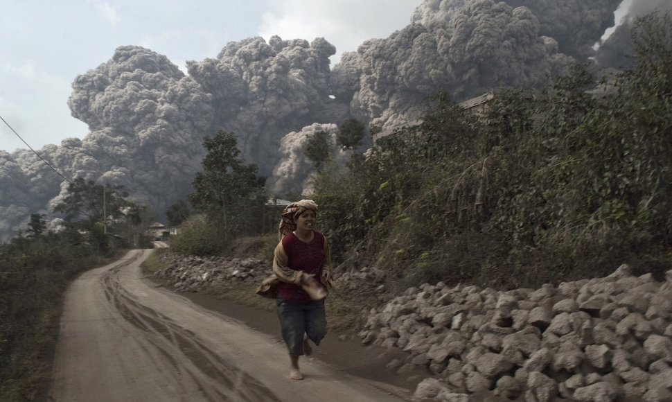 Sinabungo ugnikalnio išsiveržimas Indonezijoje 2014 m. vasario 01 d. 