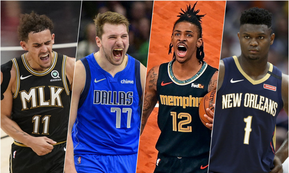 Iš kairės: Trae Youngas, Luka Dončičius, Ja Morantas, Zionas Williamsonas