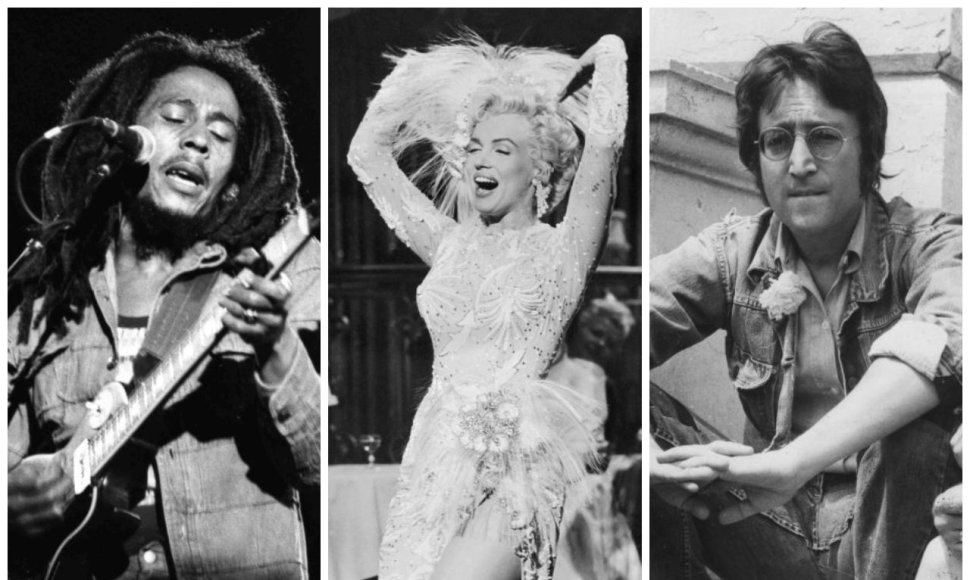 Bobas Marley, Marilyn Monroe ir Johnas Lennonas