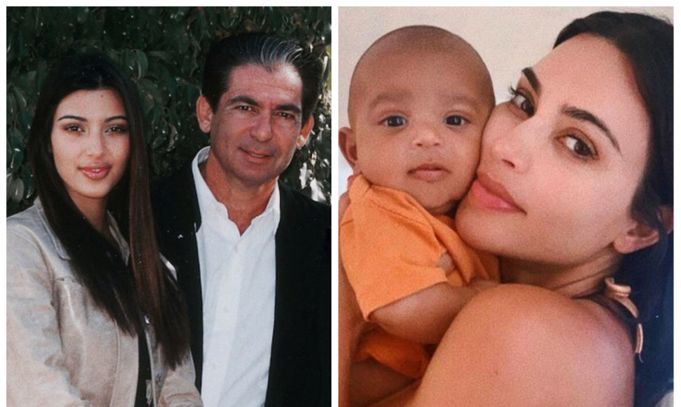 Kim Kardashian su tėvu Robertu ir sūnumi Psalmu