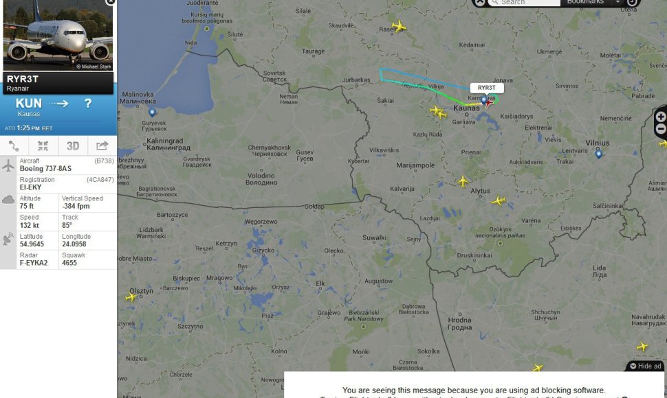 Lėktuvas suko ratus aplink Kauno oro uostą