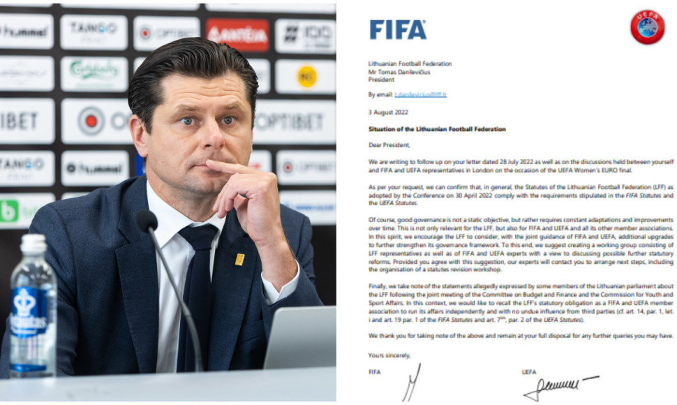 LFF pasidalino gautu laišku iš UEFA ir FIFA