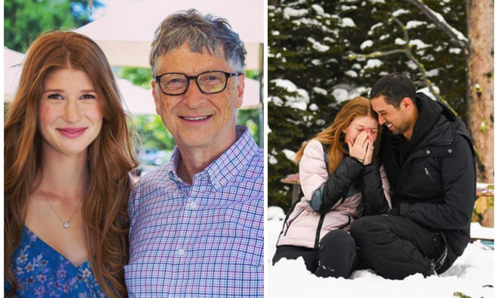 Jennifer Gates su tėvu Billu Gatesu ir sužadėtiniu Nayelu Nassaru