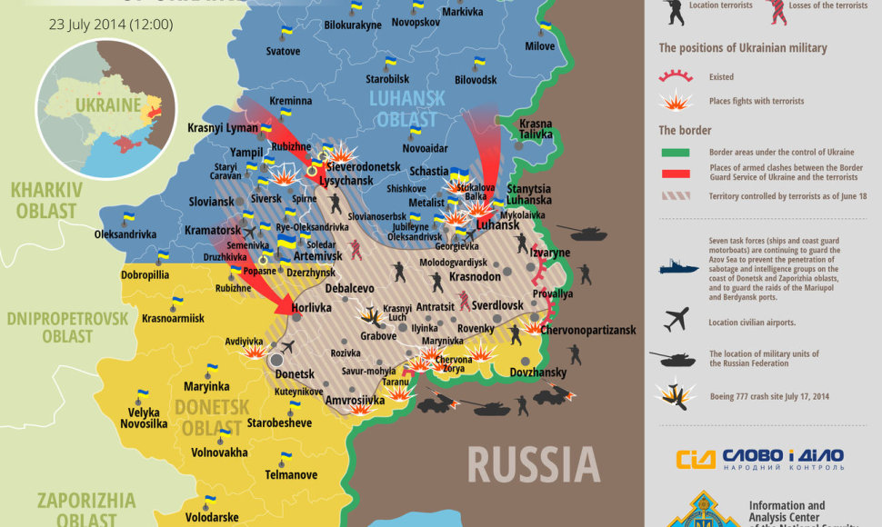 Situacija Rytų Ukrainos frontuose (07 23)