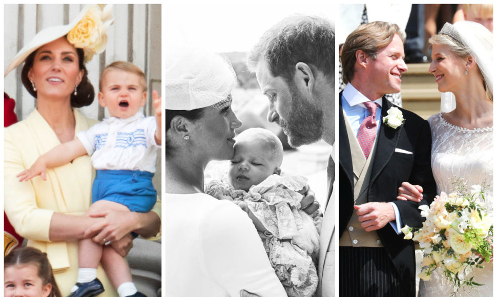 Kate Middleton, princas Louisas, Meghan Markle, Archie, princas Harry, Thomas Kingstonas ir Gabriella Windsor