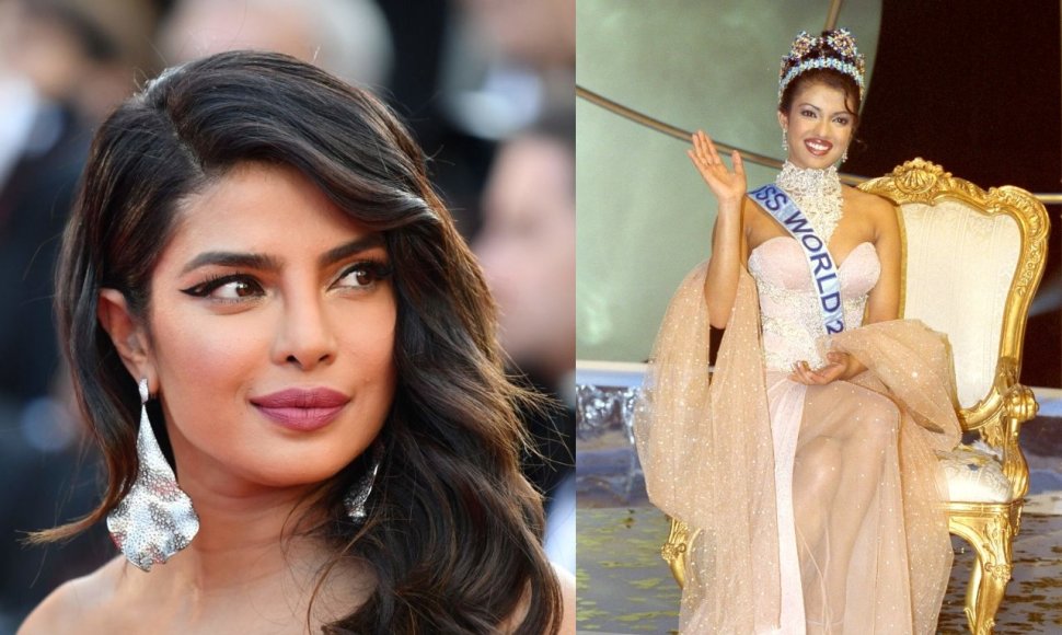 Priyanka Chopra 2019 m. ir 2000 m., laimėjus konkursą „Mis Pasaulis“