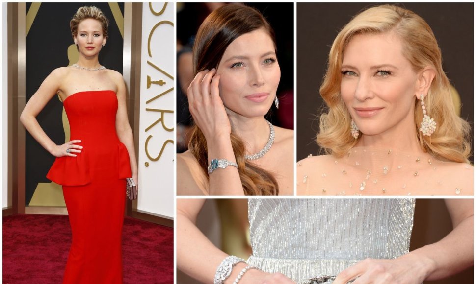 Jennifer Lawrence, Jessica Biel ir Cate Blanchett