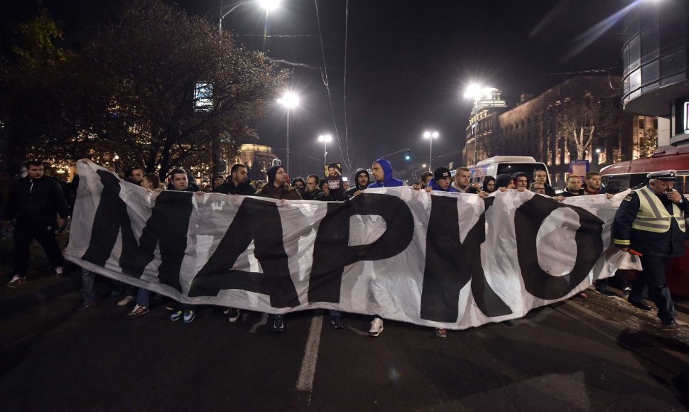 Serbų protesto akcija Belgrade