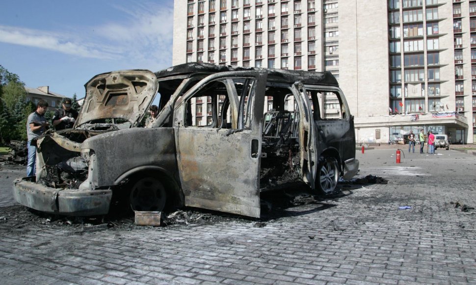 Donecke susprogdintas mikroautobusas