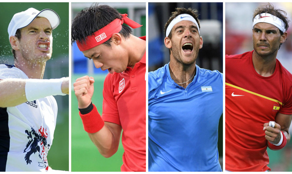 Andy Murray, Kei Nishikoris, Juanas Martinas del Potro ir Rafaelis Nadalis