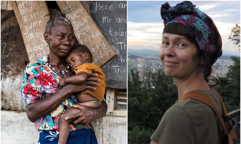 Vietos žmonių gyvenimas Siera Leonėje (kairėje) ir Jovita Sandaitė