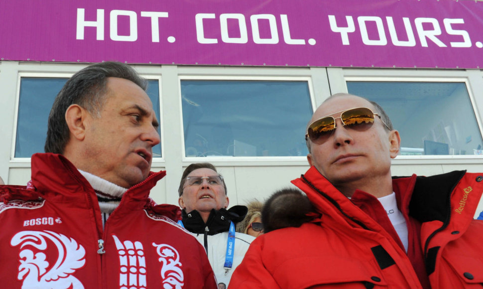 Rusijos vicepremjeras V.Mutko ir prezidentas V.Putinas.