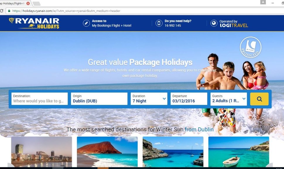 Savo interneto puslapyje skrydžių bendrovė siūlo ne tik skrydžių bilietus