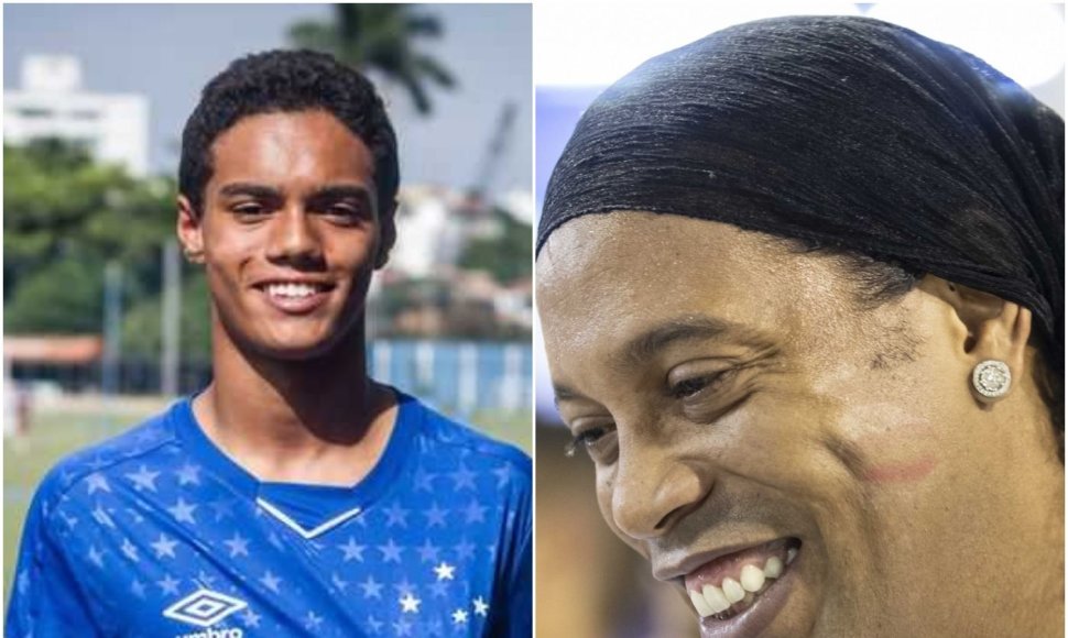 Ronaldinho (dešinėje) sūnus Joao Mendesas seka tėvo pėdomis.