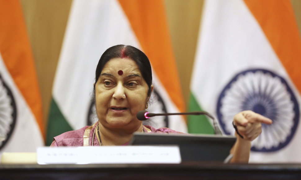 Indijos užsienio reikalų ministrė Sushma Swaraj