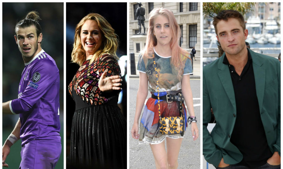 Garethas Bale'as, Adele, India Rose James ir Robertas Pattinsonas