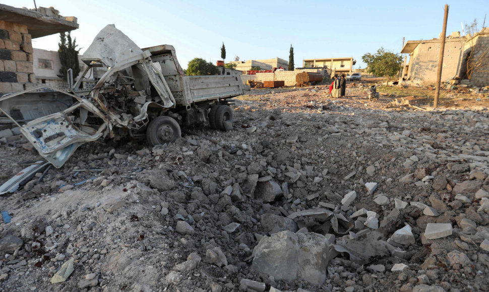 Kafr Nablo miestas po Rusijos aviacijos smūgių