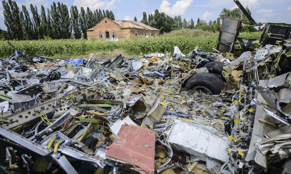 Numušto „Malaysia Airlines“ lėktuvo nuolaužos Donecke, Ukrainoje.