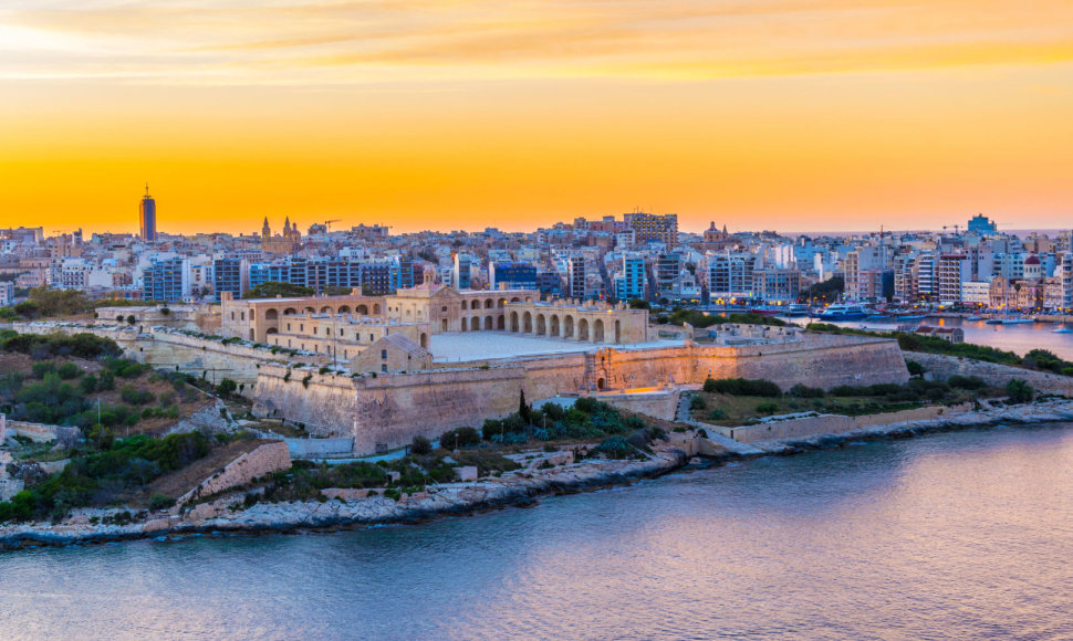 Sunset over Fort Manoel in Sliema, Malta