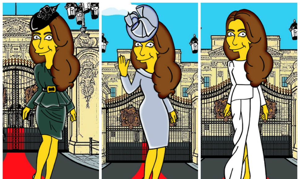 Kembridžo hercogienė Catherine perkelta į „Simpsonų“ pasaulį