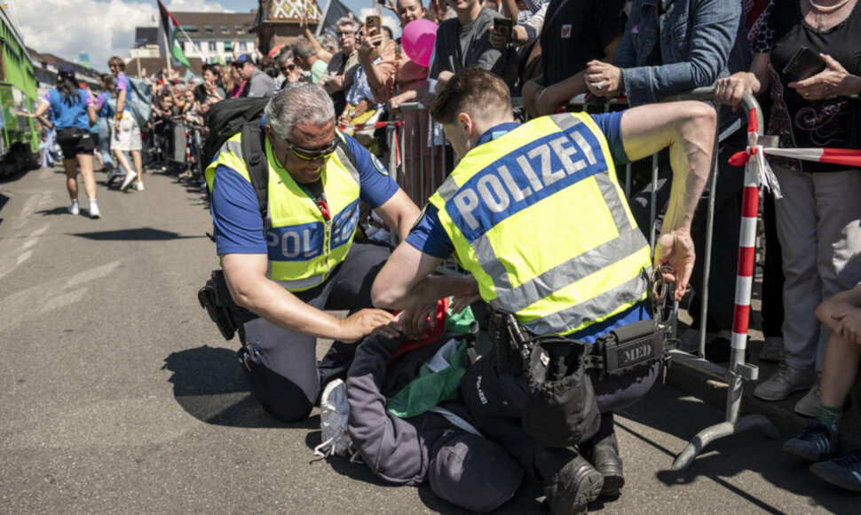 &bdquo;Eurovizijos&ldquo; atidarymo ceremonijos metu &ndash; Palestiną palaikančiųjų protestas